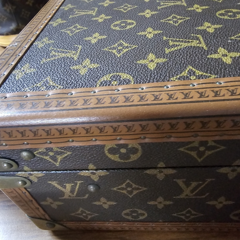 #00020-1143 VINTAGE 1970'S MONOGRAM LEATHER TRUNK SUITCASE 45 - Picture 8 of 11